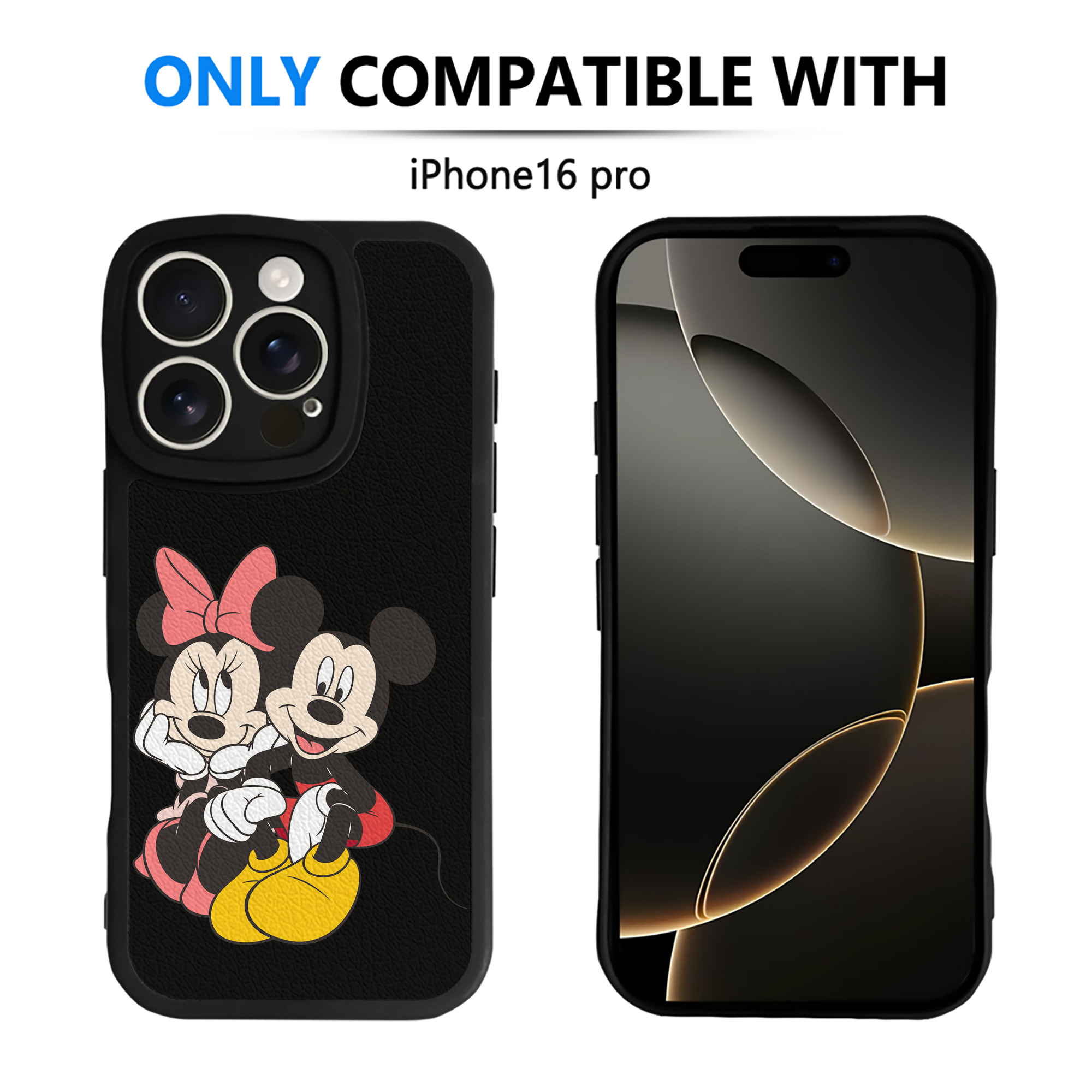 （画像用） ミッキーマウス Mickey Mouse 【iPhone 16シリーズ対応】シリコンスマホケース（レザー調） 材質：シリコン